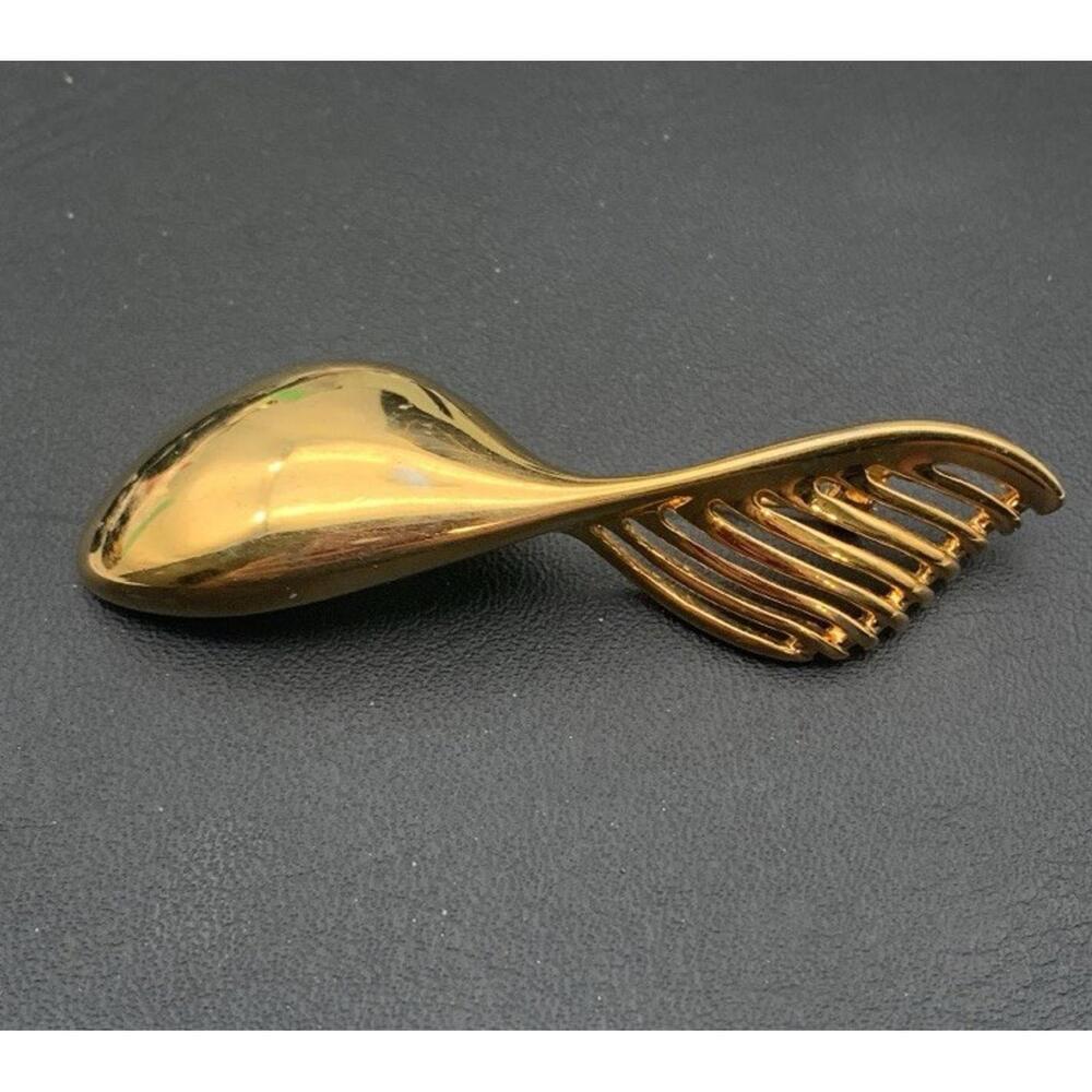Vintage Monet Gold Tone Abstract Bar Brooch Signed